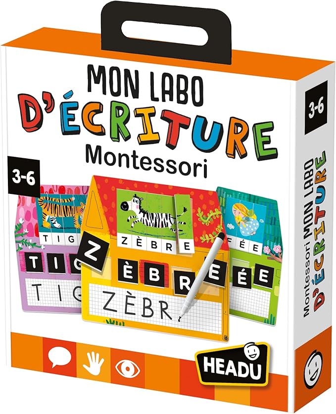 Lot Montessori de 2 jeux éducatifs Headu : “Je lis et j’écris” + “Mon labo d’écriture Montessori”